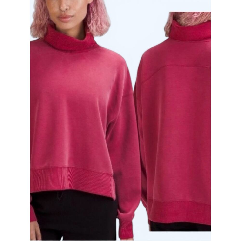 Lululemon Softstreme Turtleneck Pullover Size 6 Pomegranate Pink Athleisure - Picture 9 of 9